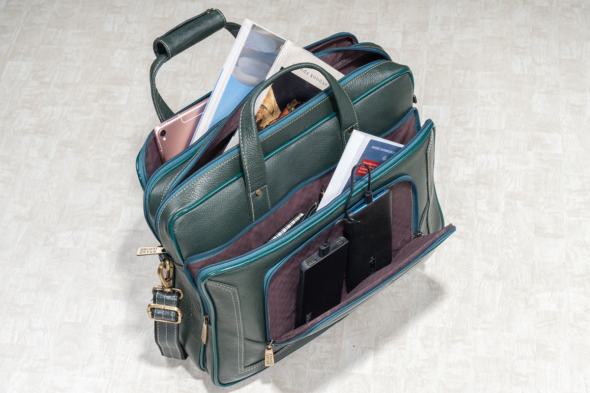 Genuine Leather Laptop Bag for Men - Office Bag, Brown - Fits Up to 16-inch Laptop/MacBook - Shoulder Bag/Hand Bag