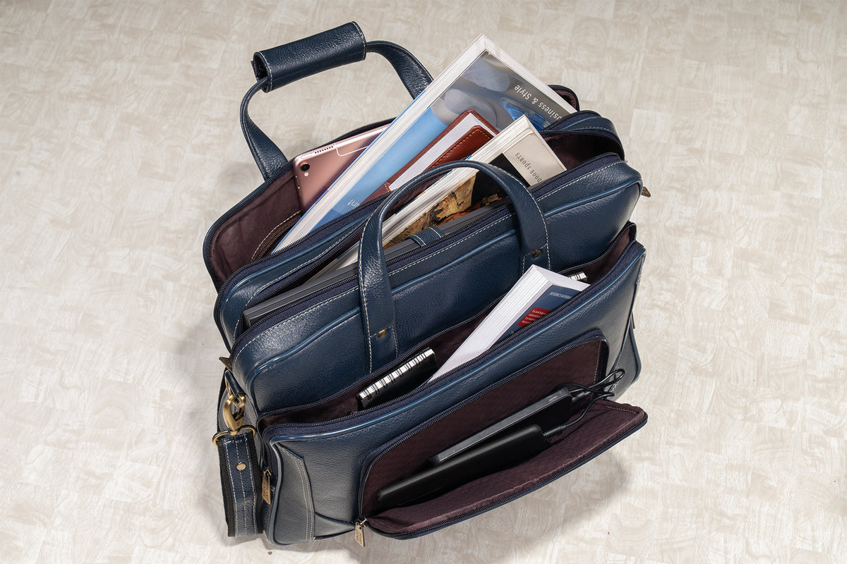 Genuine Leather Laptop Bag for Men - Office Bag, Brown - Fits Up to 16-inch Laptop/MacBook - Shoulder Bag/Hand Bag