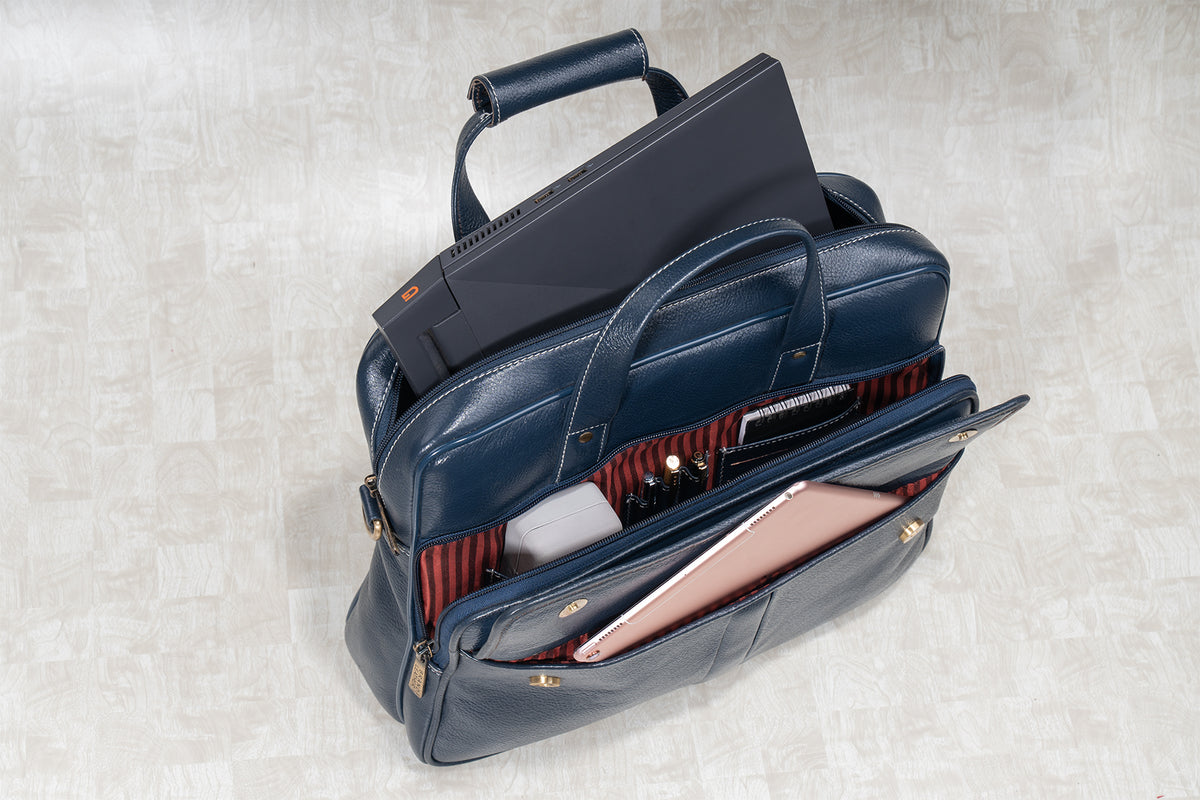 BRAND LEATHER Laptop Bag for Men - Genuine Leather Office Bag with Multiple Compartments Fits 14/15.6/16 Inch Laptop Bag - Messenger and Shoulder Bag for Travel - Water Resistant