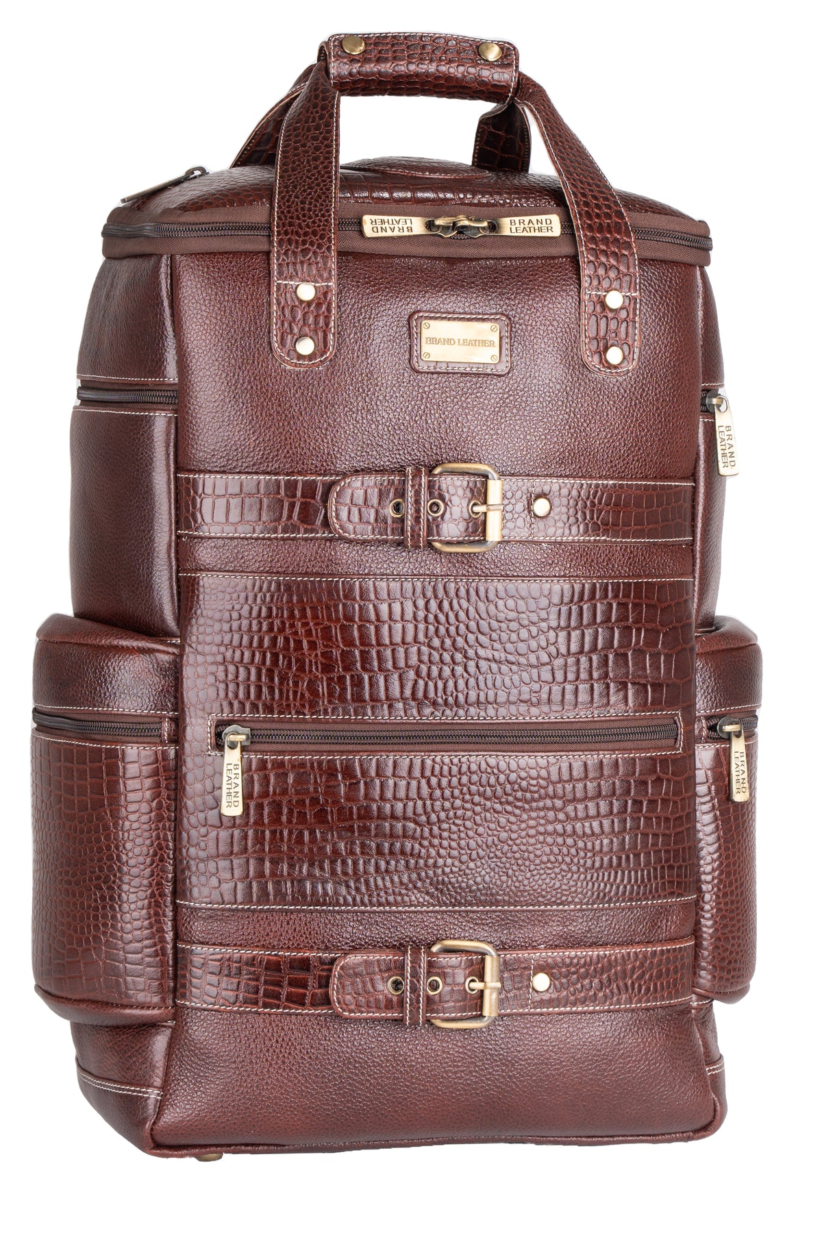 BRAND LEATHER Full Grain Buffalo - Hide Leather Backpack Large Capacity 15/15.6/16/17 Inch Laptop Bag Multi Pockets Travel Daypack