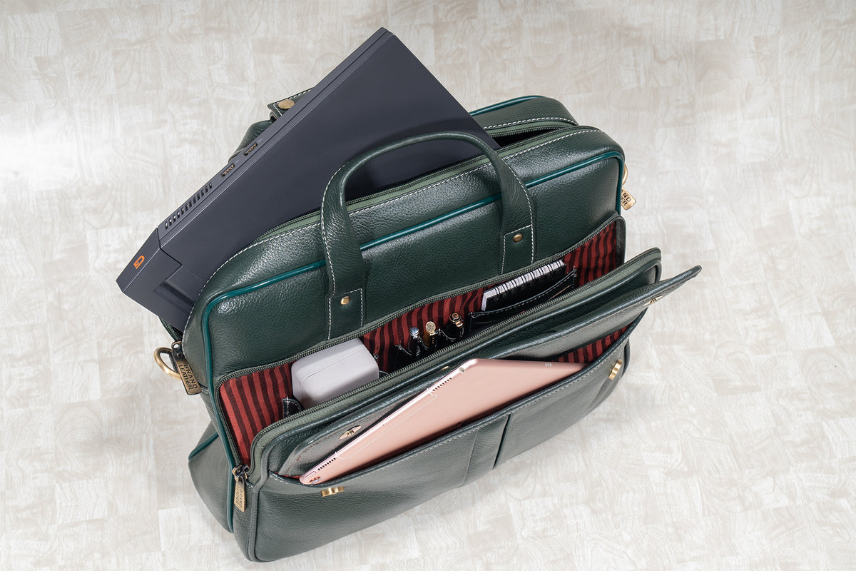 BRAND LEATHER Laptop Bag for Men - Genuine Leather Office Bag with Multiple Compartments Fits 14/15.6/16 Inch Laptop Bag - Messenger and Shoulder Bag for Travel - Water Resistant