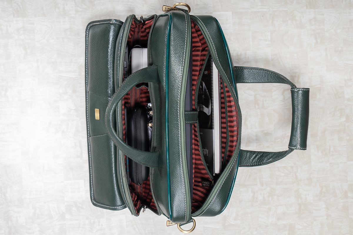 BRAND LEATHER Laptop Bag for Men - Genuine Leather Office Bag with Multiple Compartments Fits 14/15.6/16 Inch Laptop Bag - Messenger and Shoulder Bag for Travel - Water Resistant