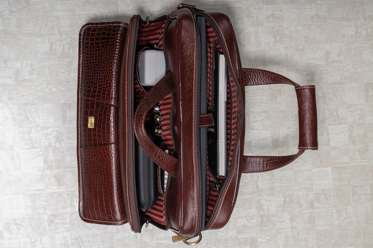 BRAND LEATHER Laptop Bag for Men - Genuine Leather Office Bag with Multiple Compartments Fits 14/15.6/16 Inch Laptop Bag - Messenger and Shoulder Bag for Travel - Water Resistant