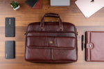 BRAND LEATHER Laptop Bag for Men - Genuine Leather Office Bag with Multiple Compartments Fits 14/15.6/16 Inch Laptop Bag - Messenger and Shoulder Bag for Travel - Water Resistant
