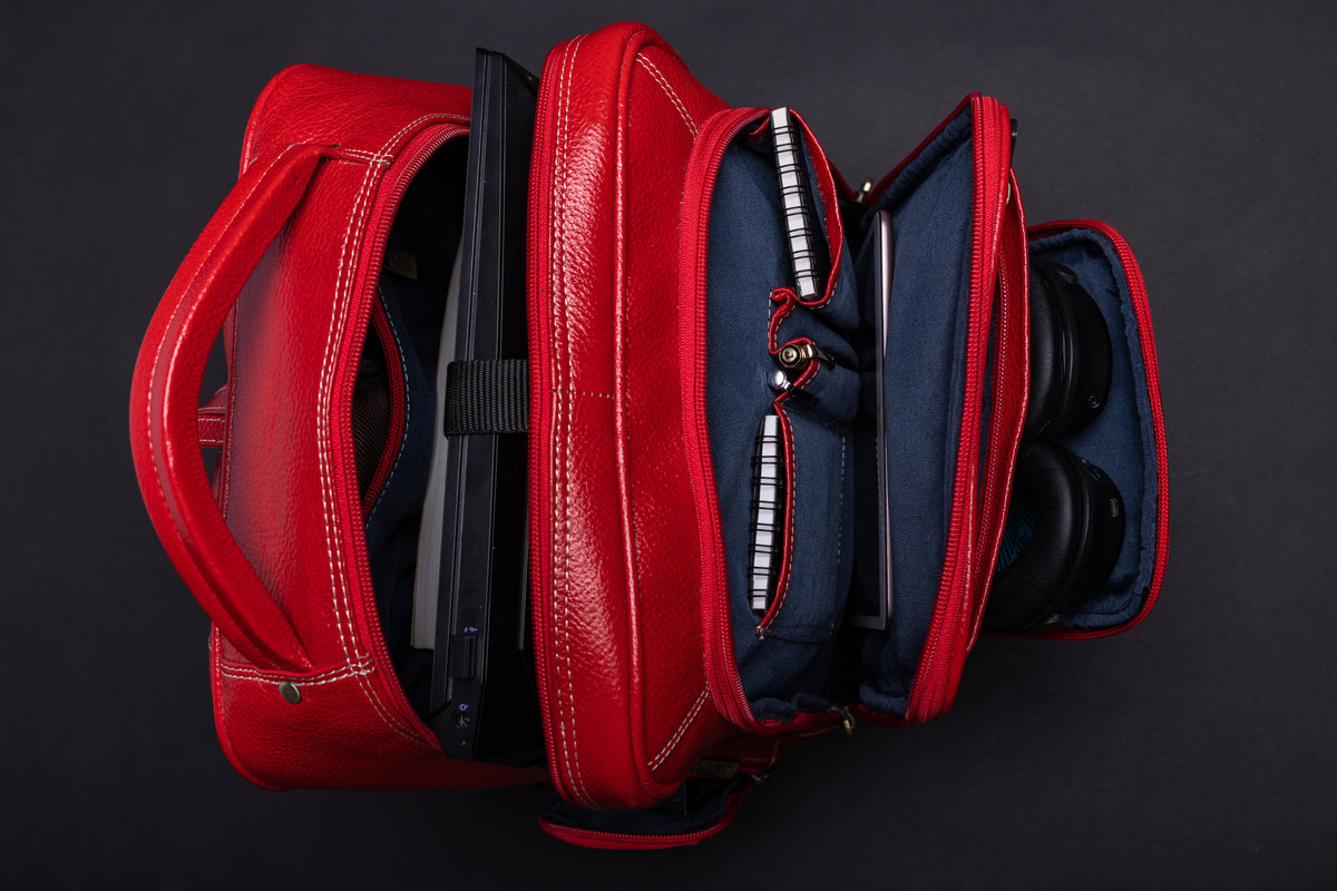 BRAND LEATHER Men's Full Grain Cow Hide Leather 17 Inch Laptop Backpack Large Capacity Weekender Overnight Camping Travel Rucksack