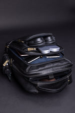 BRAND LEATHER Men's Full Grain Cow Hide Leather 17 Inch Laptop Backpack Large Capacity Weekender Overnight Camping Travel Rucksack