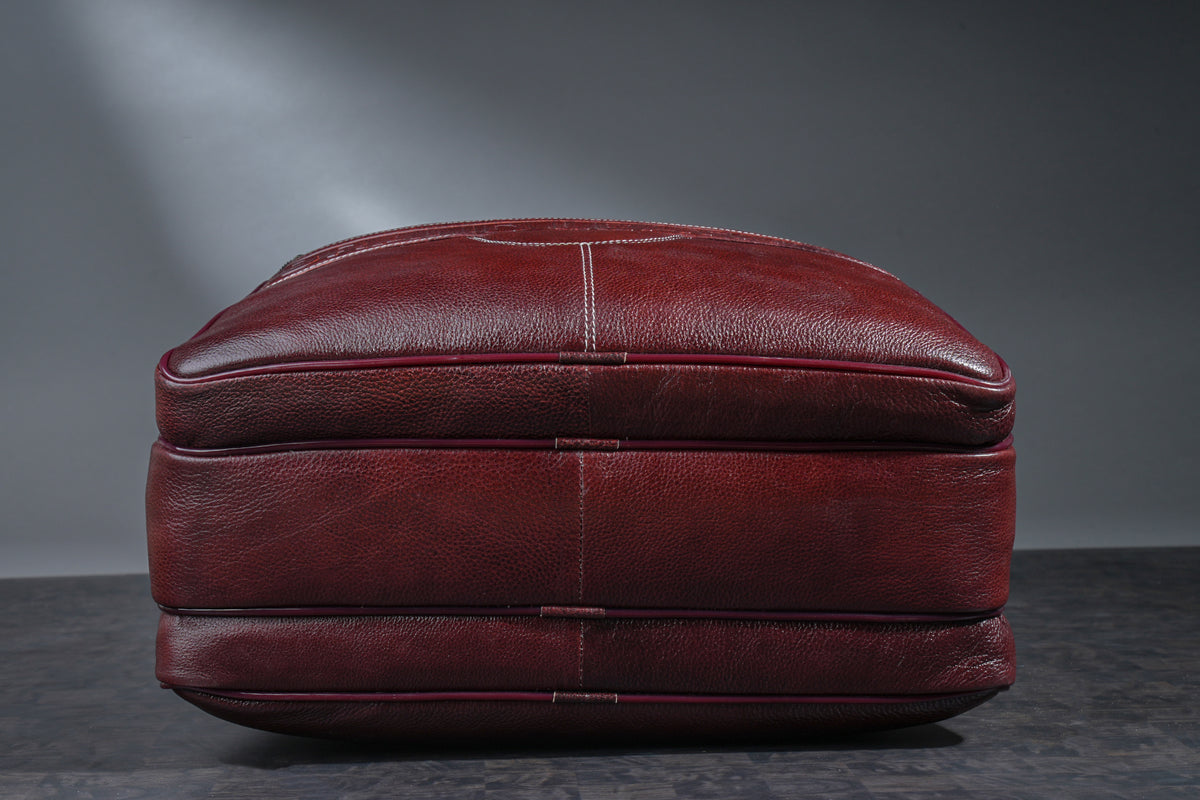 Men's Solid Full Grain Cowhide Leather Large 16 Inch Laptop Briefcase Messenger Bag