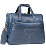 Men's Solid Full Grain Cowhide Leather Large 16 Inch Laptop Briefcase Messenger Bag