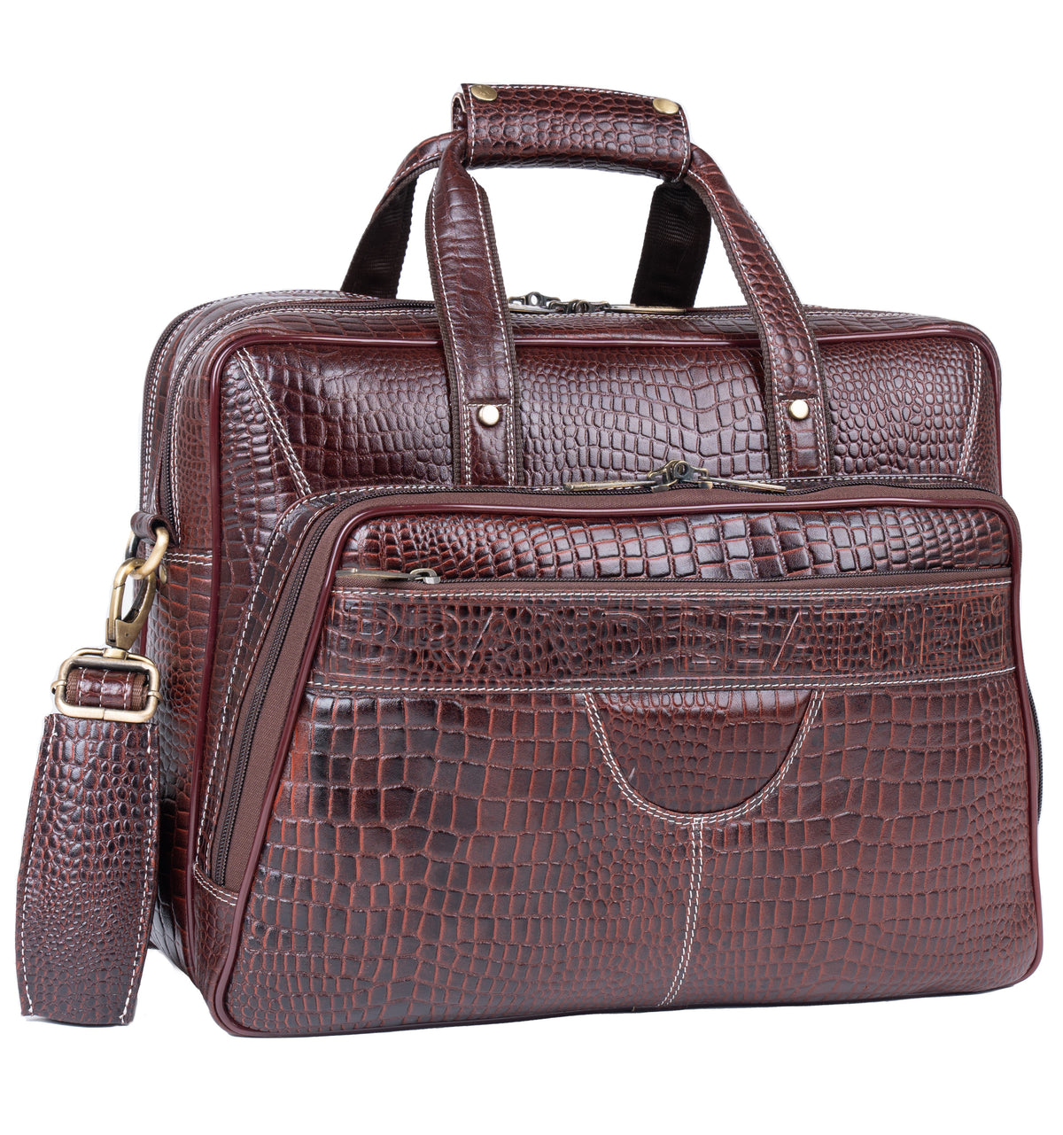 Men's Solid Full Grain Cowhide Leather Large 16 Inch Laptop Briefcase Messenger Bag