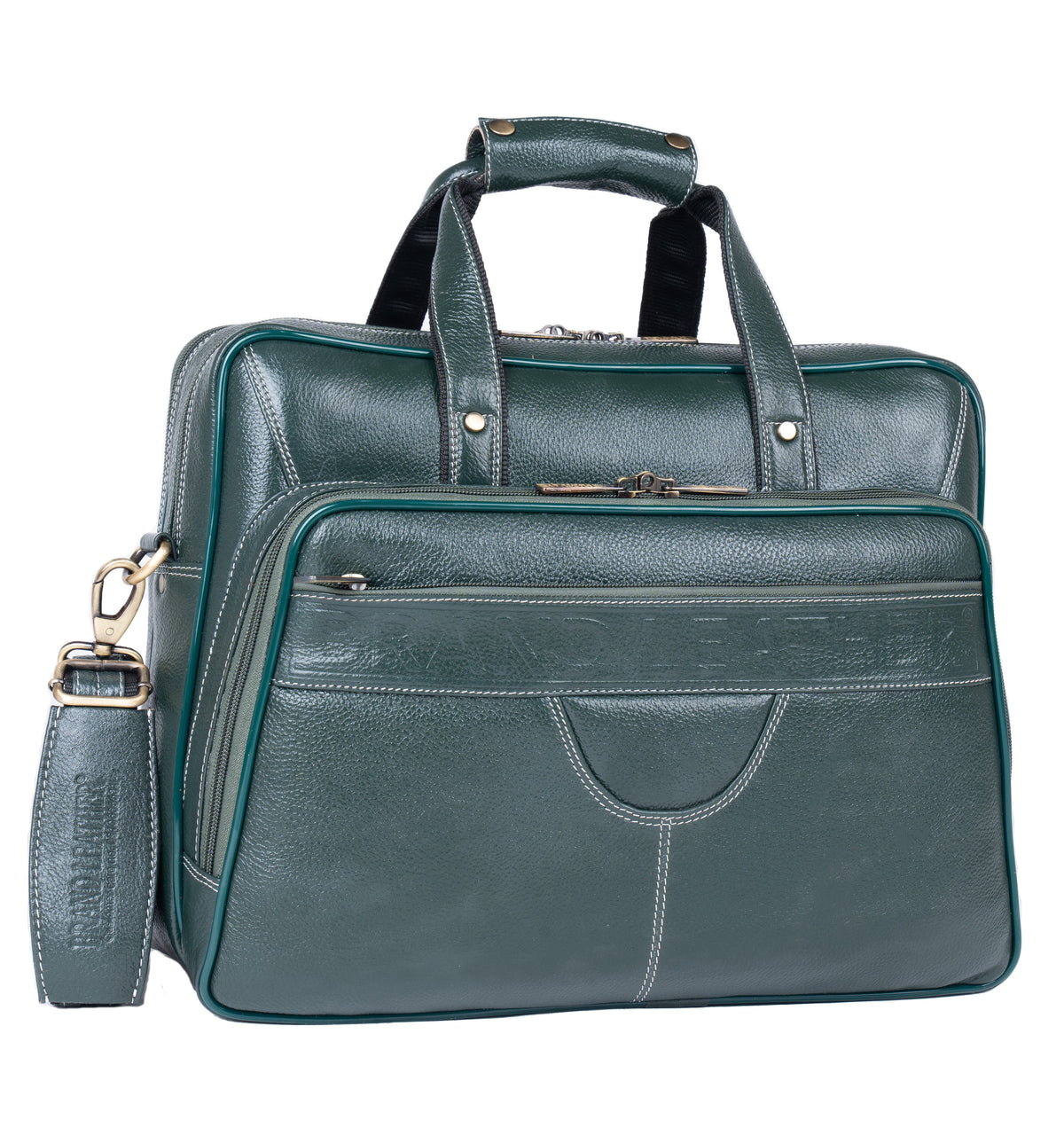 Men's Solid Full Grain Cowhide Leather Large 16 Inch Laptop Briefcase Messenger Bag