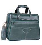 Men's Solid Full Grain Cowhide Leather Large 16 Inch Laptop Briefcase Messenger Bag