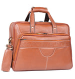 Men's Solid Full Grain Cowhide Leather Large 16 Inch Laptop Briefcase Messenger Bag