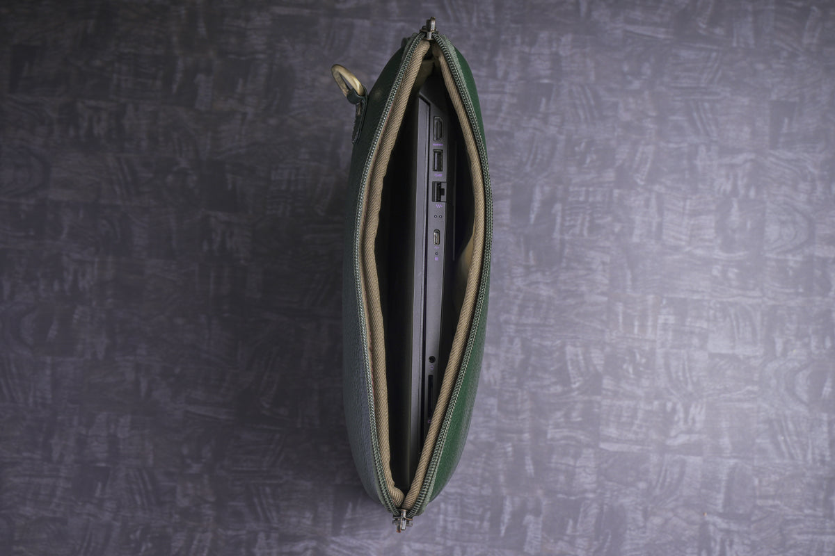 Genuine Leather Laptop Sleeve for Upto 16.3" inch | Shoulder Straps | Adjustable Slings