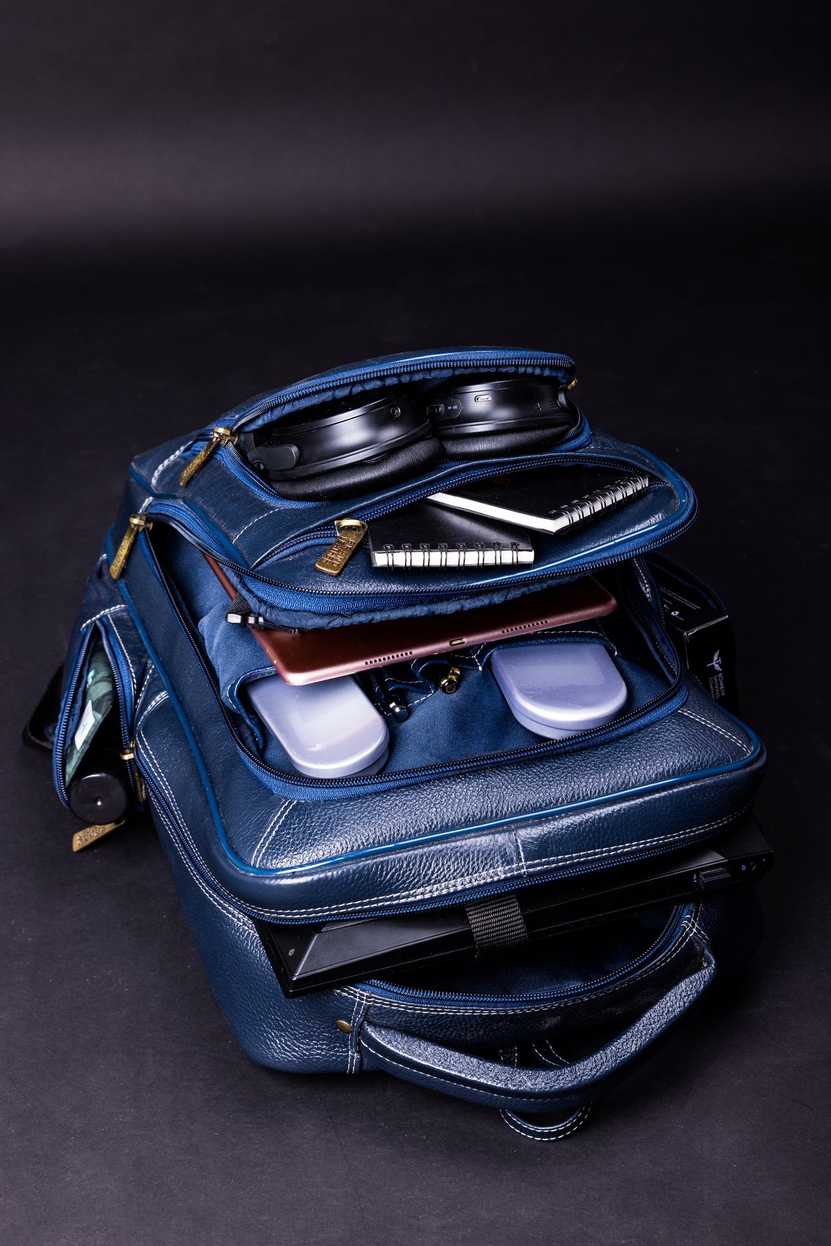 BRAND LEATHER Men's Full Grain Cow Hide Leather 17 Inch Laptop Backpack Large Capacity Weekender Overnight Camping Travel Rucksack