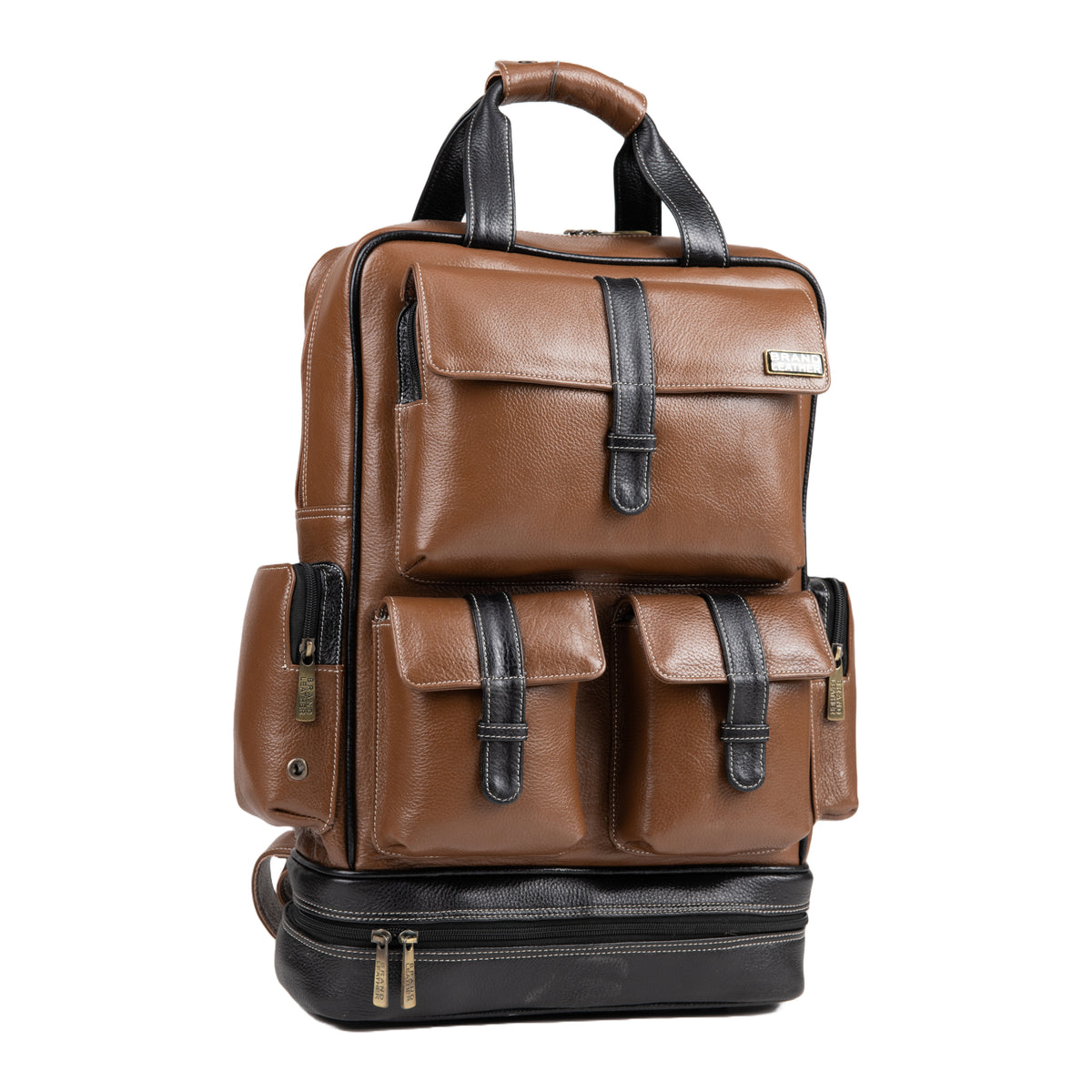 BRAND LEATHER Full Grain Buffalo - Hide Leather Backpack Large Capacity 15/15.6/16/17 Inch Laptop Bag Multi Pockets Travel Daypack