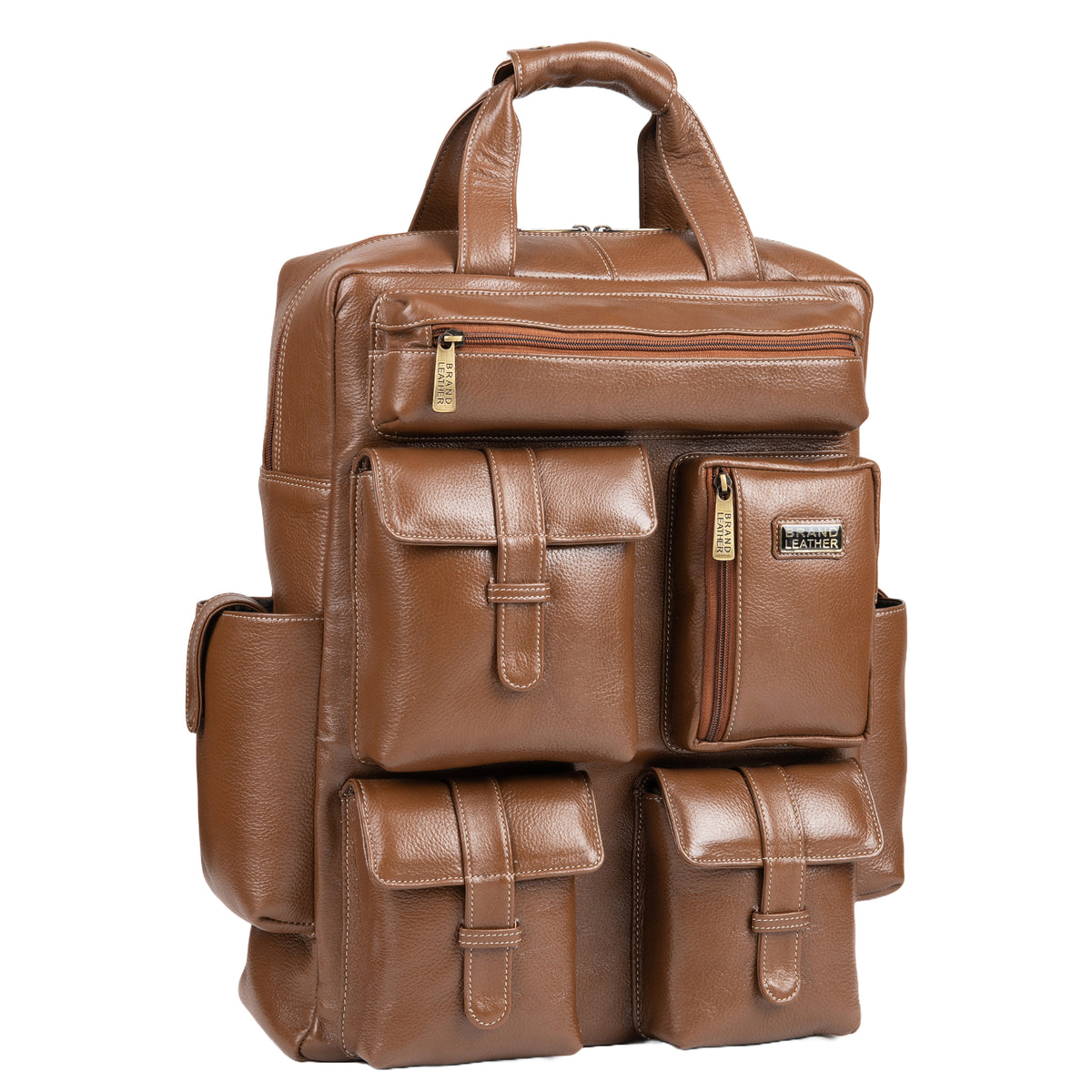 BRAND LEATHER Full Grain Buffalo - Hide Leather Backpack Large Capacity 15/15.6/16/17 Inch Laptop Bag Multi Pockets Travel Daypack