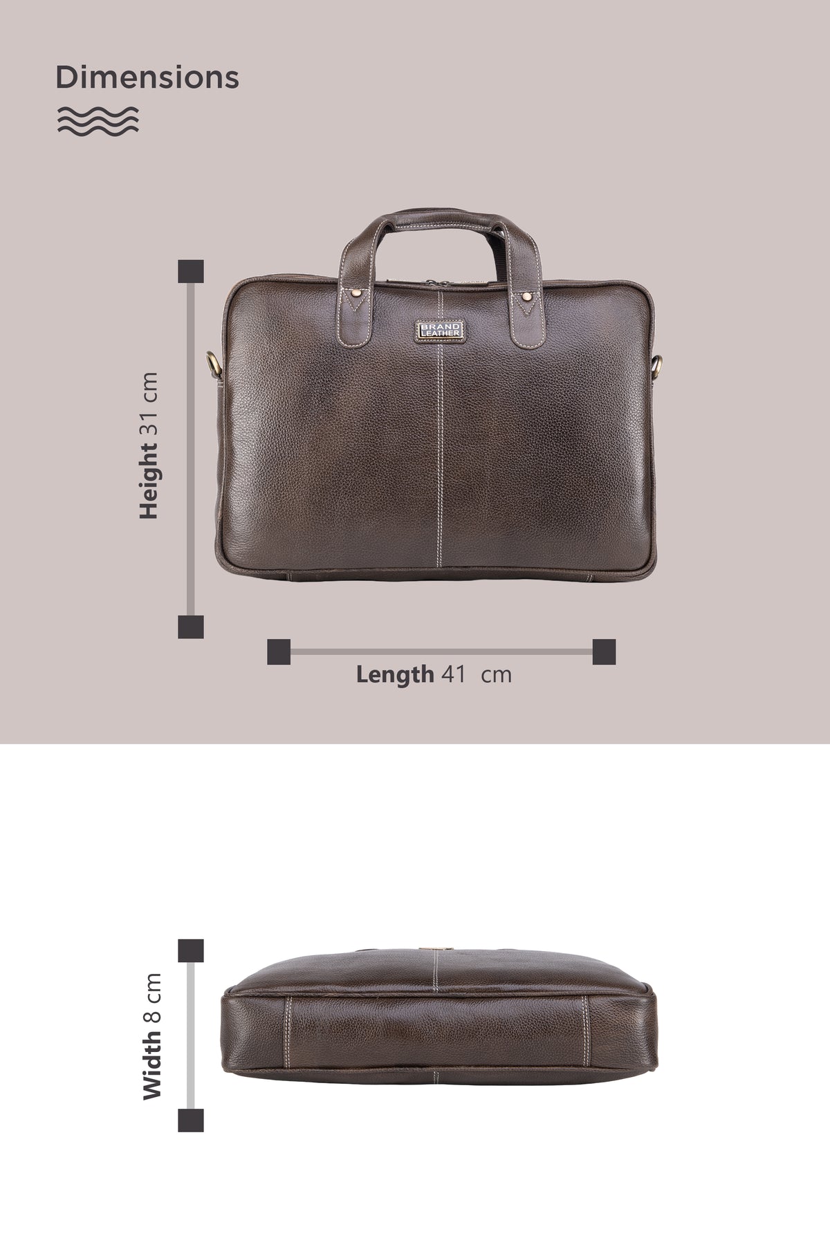 BRAND LEATHER Laptop Bag for Men - Genuine Leather Office Bag with Multiple Compartments Fits 14/15.6/16 Inch Laptop Bag - Messenger and Shoulder Bag for Travel - Water Resistant