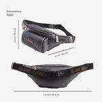 BRAND LEATHER Genuine Leather Stylish Waist Bag Elegant Style Travel Pouch Passport Holder with Adjustable