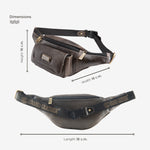BRAND LEATHER Genuine Leather Stylish Waist Bag Elegant Style Travel Pouch Passport Holder with Adjustable