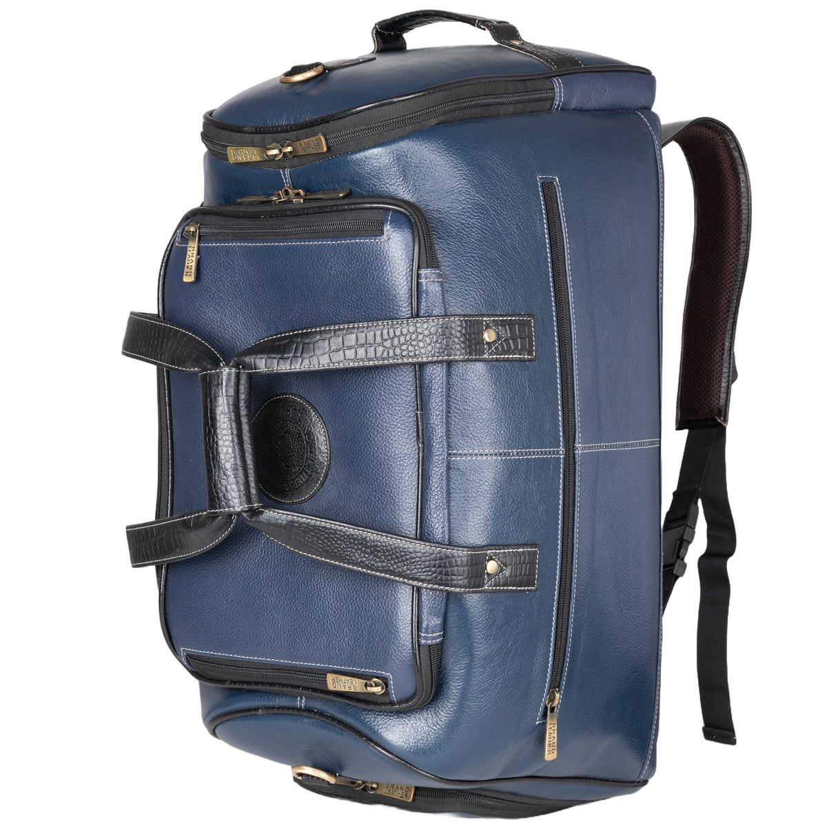 BRAND LEATHER Genuine Leather High Capacity Travel Backpack Cum Duffel Bag