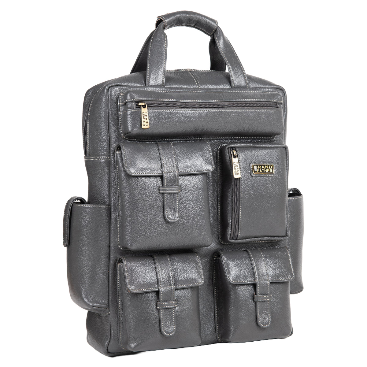 BRAND LEATHER Full Grain Buffalo - Hide Leather Backpack Large Capacity 15/15.6/16/17 Inch Laptop Bag Multi Pockets Travel Daypack