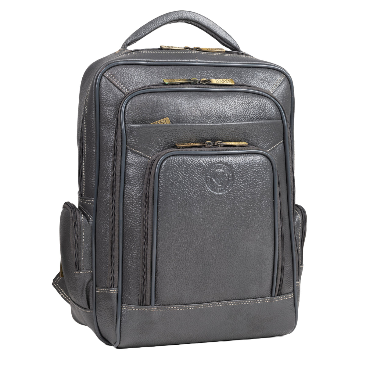 BRAND LEATHER Men's Full Grain Cow Hide Leather 17 Inch Laptop Backpack Large Capacity Weekender Overnight Camping Travel Rucksack