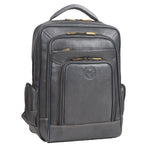 BRAND LEATHER Men's Full Grain Cow Hide Leather 17 Inch Laptop Backpack Large Capacity Weekender Overnight Camping Travel Rucksack