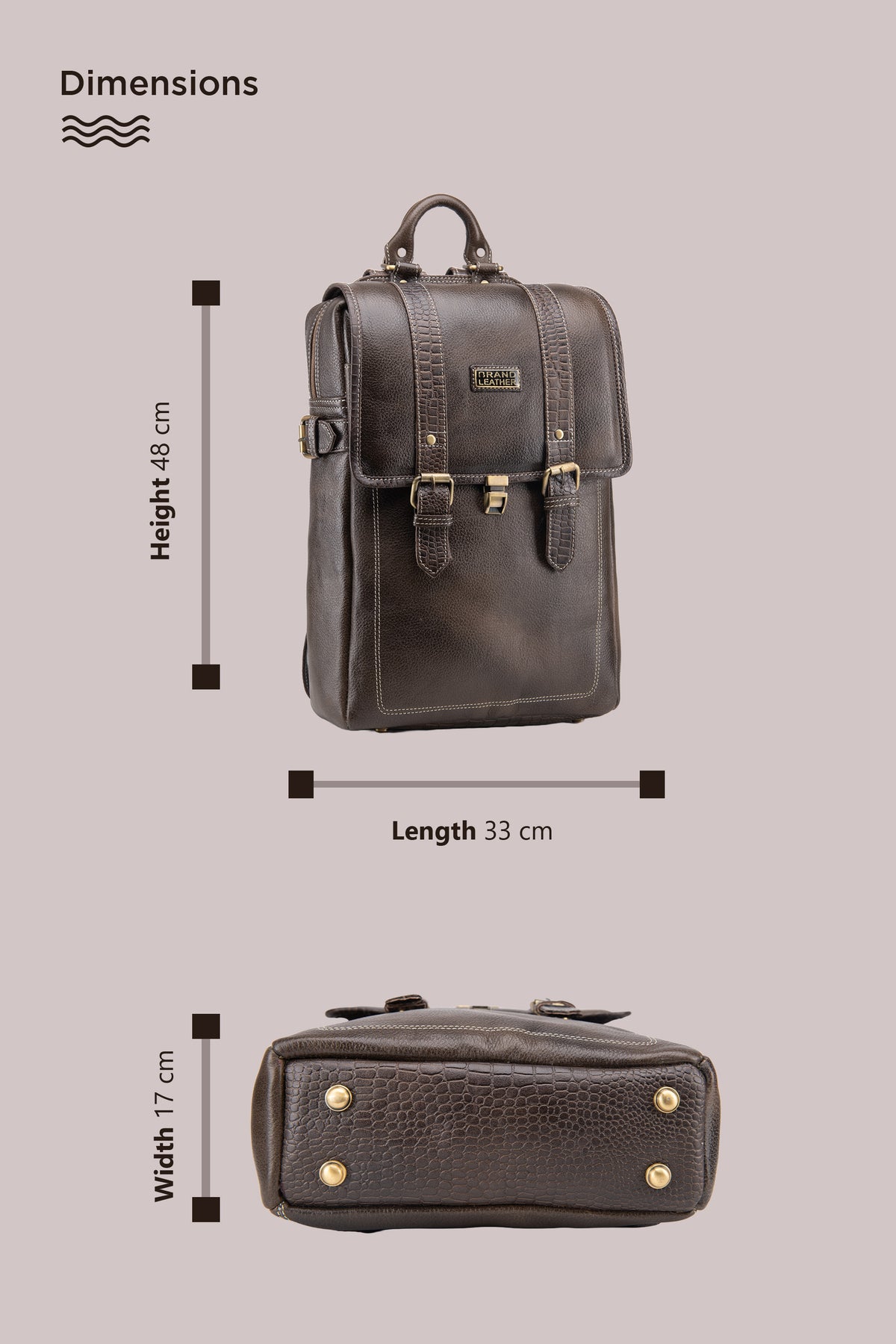 BRAND LEATHER Genuine Leather 14, 15.6 Inch Laptop Backpack For Use Office|Travel|Scahool|College Unisex