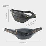 BRAND LEATHER Genuine Leather Stylish Waist Bag Elegant Style Travel Pouch Passport Holder with Adjustable Strap Unisex