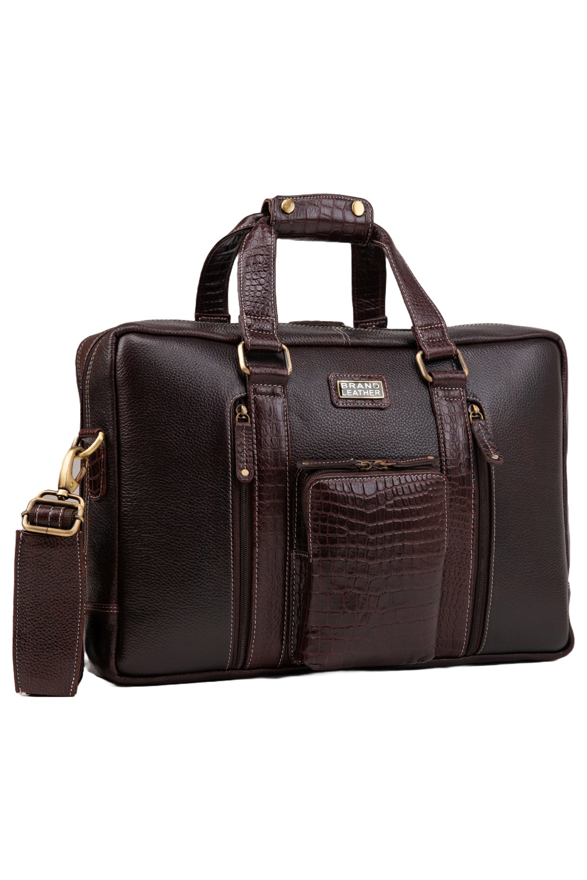 Laptop Bag for Men - Genuine Leather Messenger Bag for Office - Fits up to 16 Inch Laptop -Brown Shoulder Bag with Multiple Compartments - Executive Leather Bag for Work and Travel