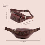 BRAND LEATHER Genuine Leather Stylish Waist Bag Elegant Style Travel Pouch Passport Holder with Adjustable