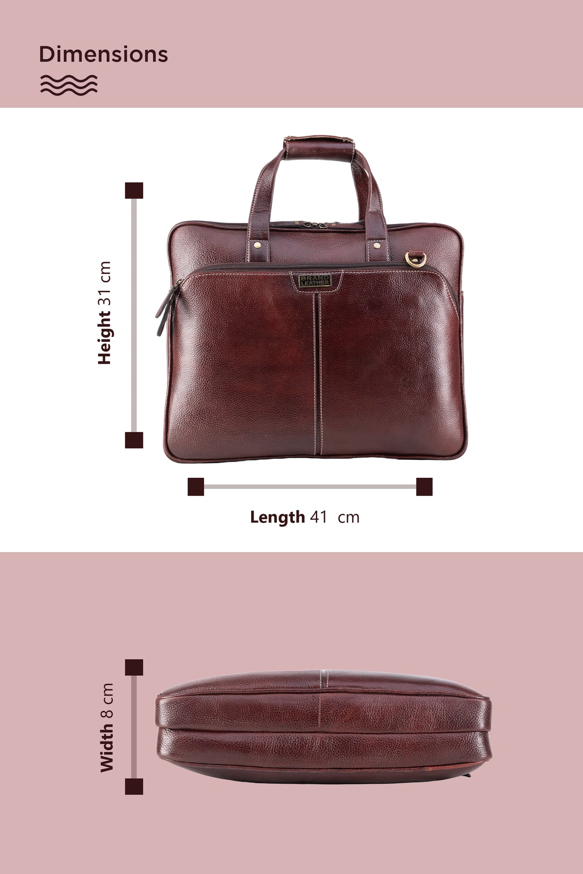 BRAND LEATHER Laptop Bag for Men - Genuine Leather Office Bag with Multiple Compartments Fits 14/15.6/16 Inch Laptop Bag - Messenger and Shoulder Bag for Travel - Water Resistant