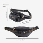 BRAND LEATHER Genuine Leather Stylish Waist Bag Elegant Style Travel Pouch Passport Holder with Adjustable