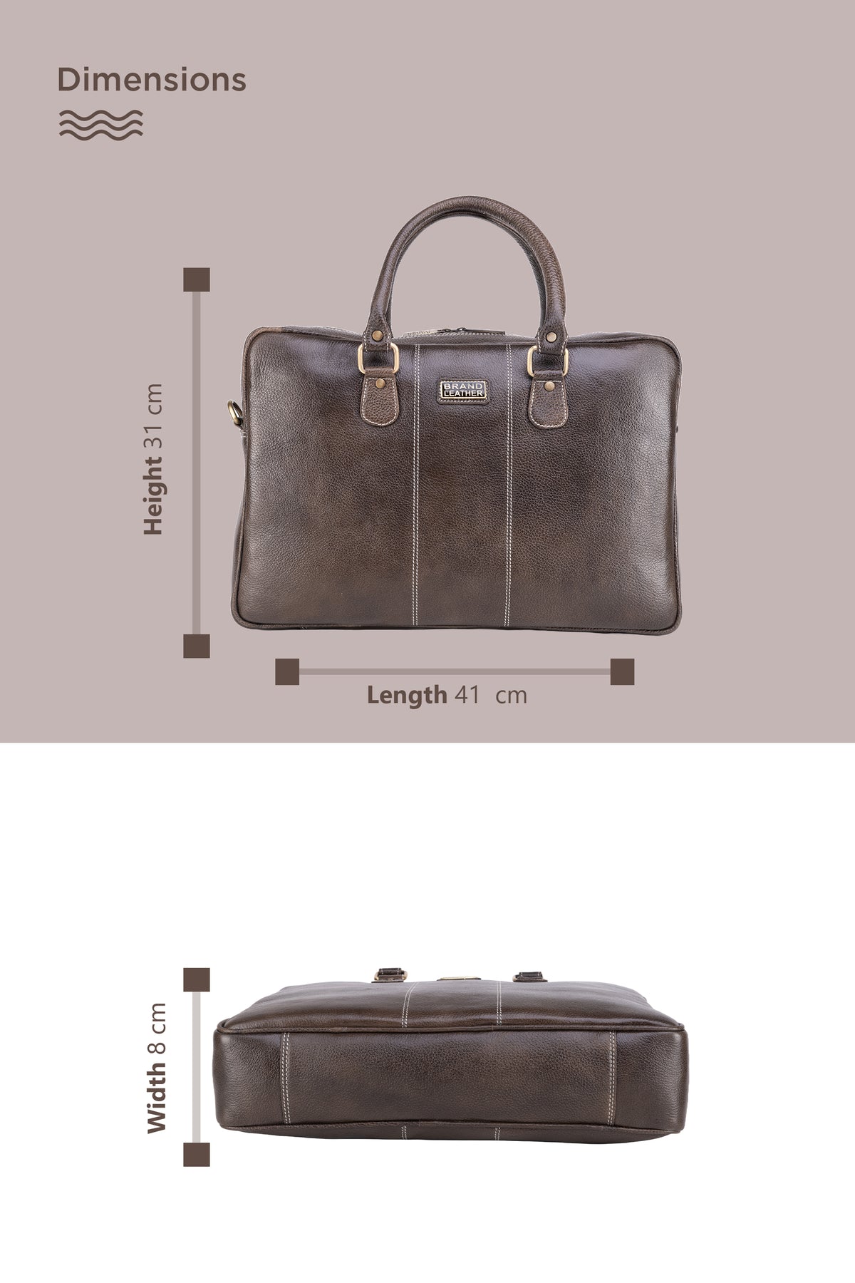 BRAND LEATHER Laptop Bag for Men - Genuine Leather Office Bag with Multiple Compartments Fits 14/15.6/16 Inch Laptop Bag - Messenger and Shoulder Bag for Travel - Water Resistant