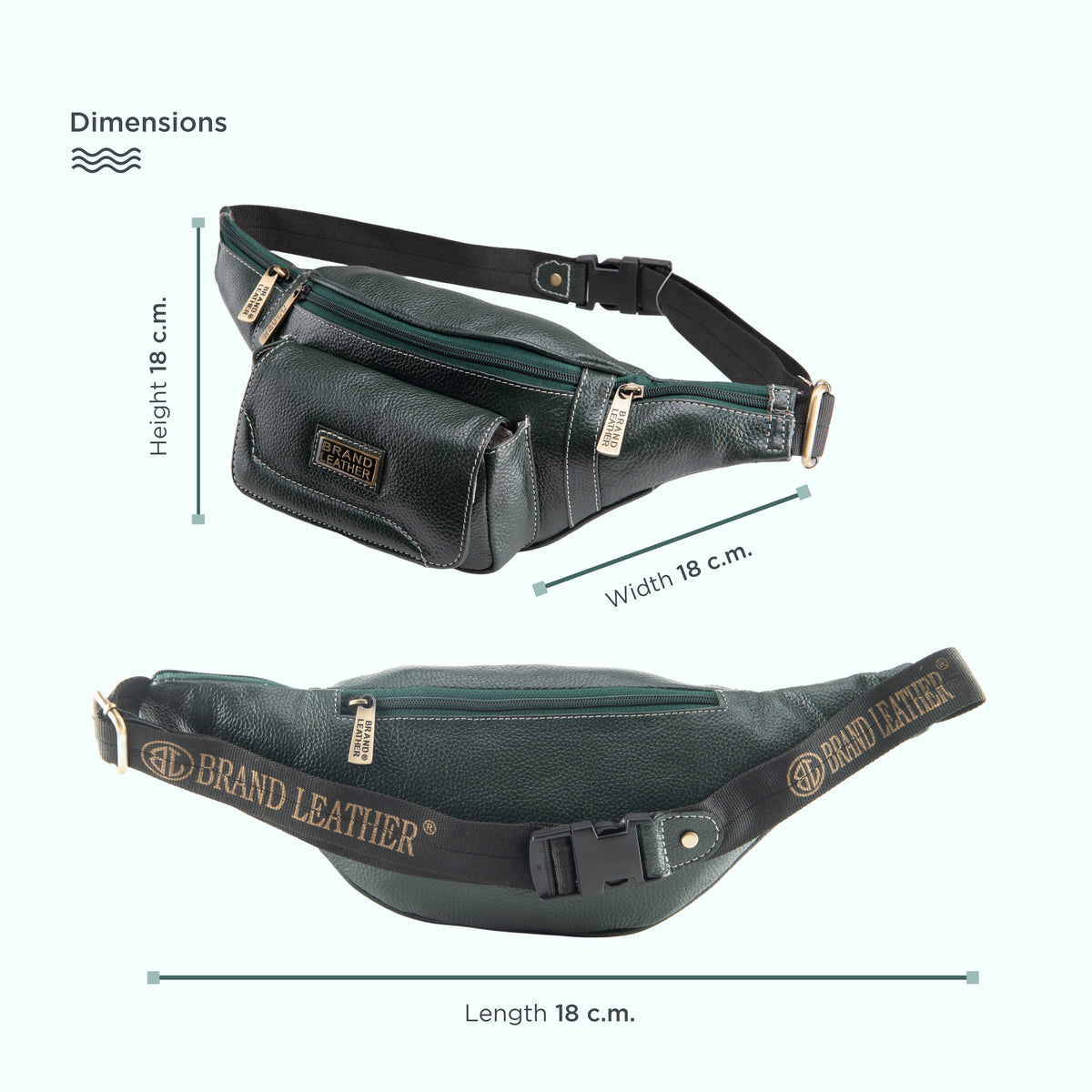 BRAND LEATHER Genuine Leather Stylish Waist Bag Elegant Style Travel Pouch Passport Holder with Adjustable