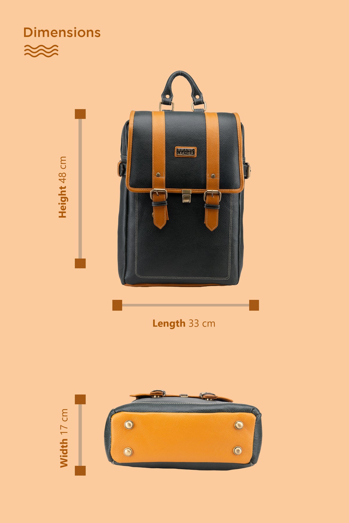 BRAND LEATHER Genuine Leather 14, 15.6 Inch Laptop Backpack For Use Office|Travel|Scahool|College Unisex