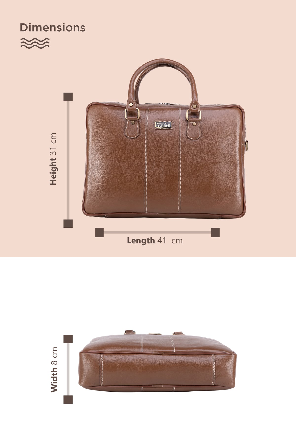 BRAND LEATHER Laptop Bag for Men - Genuine Leather Office Bag with Multiple Compartments Fits 14/15.6/16 Inch Laptop Bag - Messenger and Shoulder Bag for Travel - Water Resistant