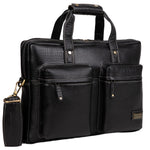 BRAND LEATHER Genuine Leather Laptop Bag for Men - Office Bag - Fits Up to 16-inch Laptop/MacBook - Shoulder Bag/Hand Bag - Laptop Messenger Bag with Trolley Straps - 1 Year Warranty