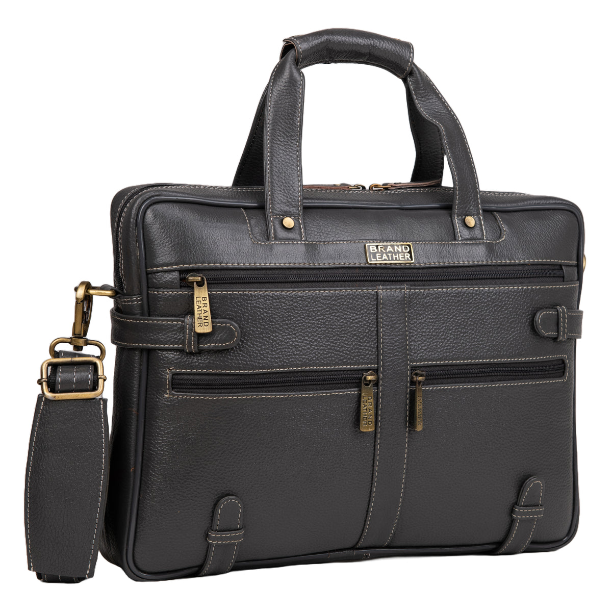 BRAND LEATHER Laptop Bag for Men - Genuine Leather Messenger Bag for Office - Fits up to 16 Inch Laptop -Brown Shoulder Bag with Multiple Compartments - Executive Leather Bag for Work and Travel