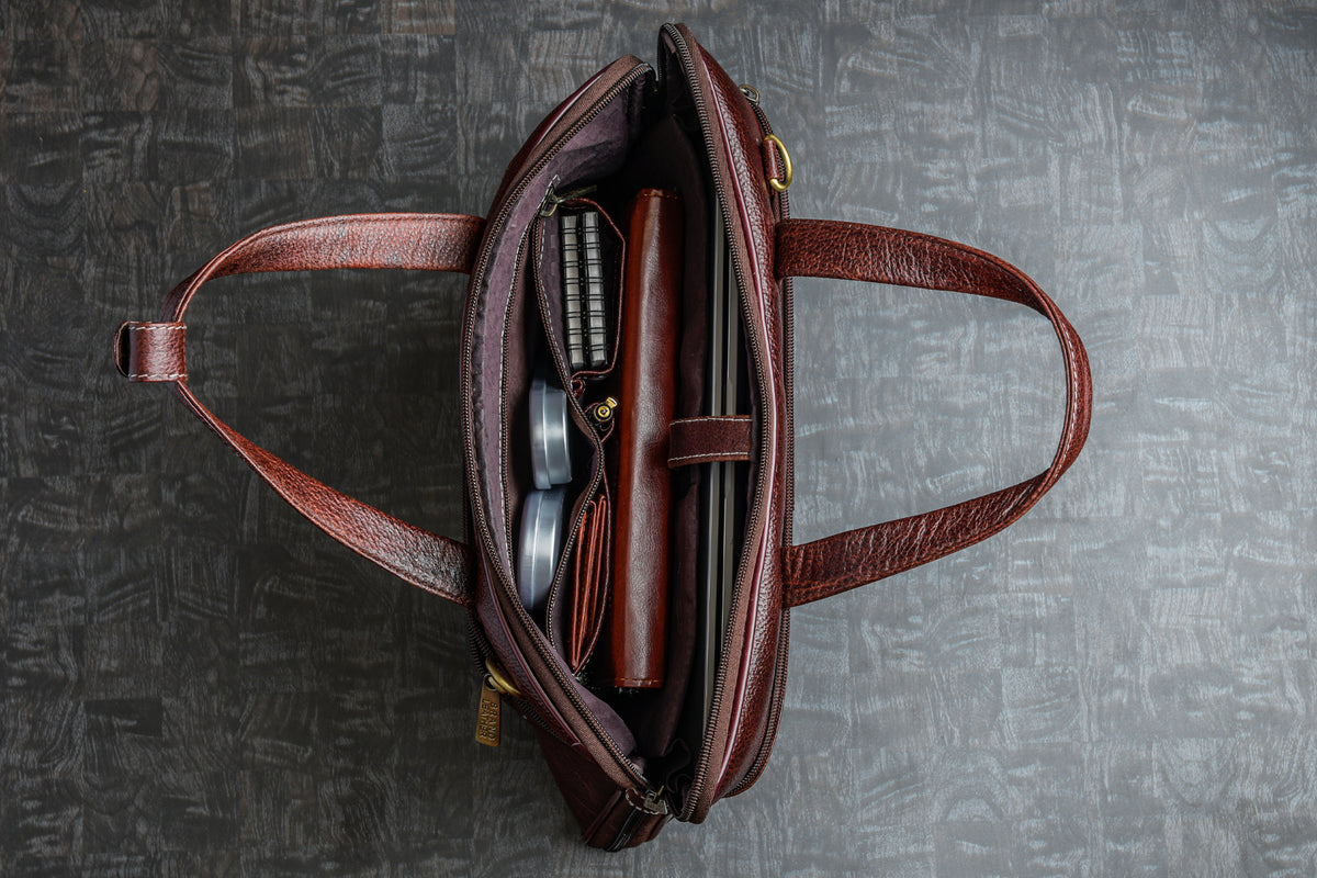 BRAND LEATHER Genuine Leather Laptop Bag for Men/Office Bag for Men |Fits 14|15.6|16 Inch Laptop Bag/MacBook |Leather Bag for Men with Shoulder Straps|Crossbody Laptop Messenger Bag for Men