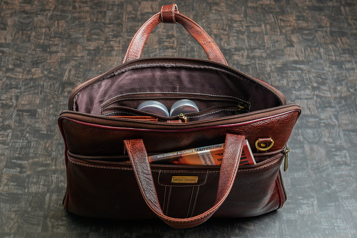 BRAND LEATHER Genuine Leather Laptop Bag for Men/Office Bag for Men |Fits 14|15.6|16 Inch Laptop Bag/MacBook |Leather Bag for Men with Shoulder Straps|Crossbody Laptop Messenger Bag for Men