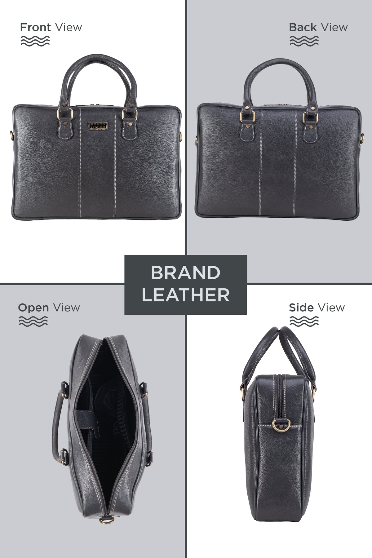 BRAND LEATHER Laptop Bag for Men - Genuine Leather Office Bag with Multiple Compartments Fits 14/15.6/16 Inch Laptop Bag - Messenger and Shoulder Bag for Travel - Water Resistant