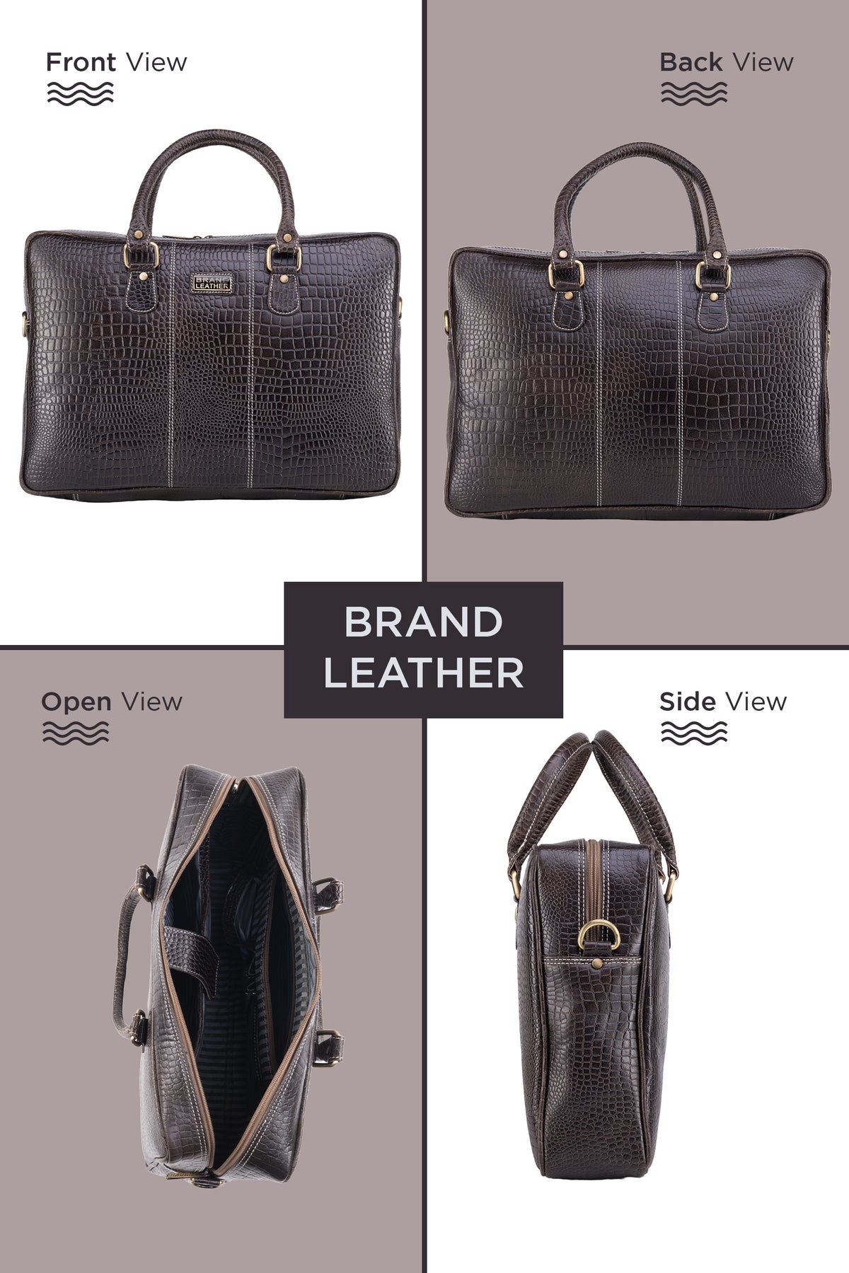 BRAND LEATHER Laptop Bag for Men - Genuine Leather Office Bag with Multiple Compartments Fits 14/15.6/16 Inch Laptop Bag - Messenger and Shoulder Bag for Travel - Water Resistant