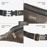 BRAND LEATHER Genuine Leather Stylish Waist Bag Elegant Style Travel Pouch Passport Holder with Adjustable Strap Unisex