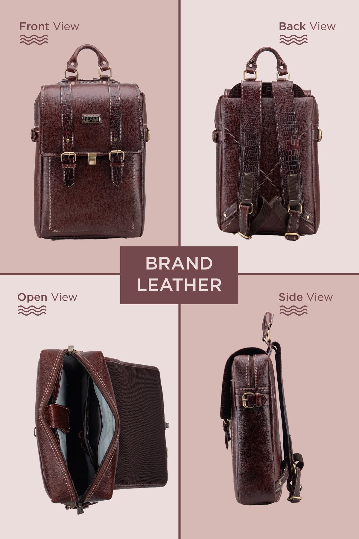 BRAND LEATHER Genuine Leather 14, 15.6 Inch Laptop Backpack For Use Office|Travel|Scahool|College Unisex