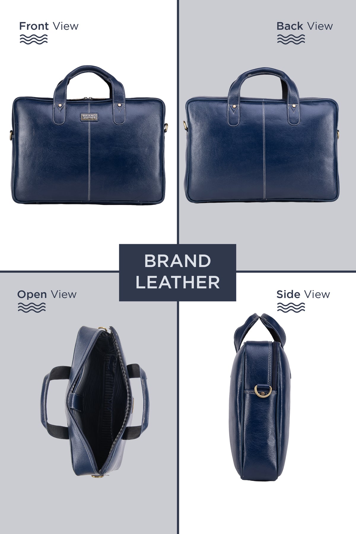 BRAND LEATHER Laptop Bag for Men - Genuine Leather Office Bag with Multiple Compartments Fits 14/15.6/16 Inch Laptop Bag - Messenger and Shoulder Bag for Travel - Water Resistant