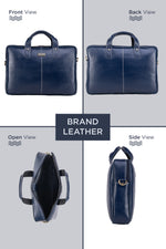 BRAND LEATHER Laptop Bag for Men - Genuine Leather Office Bag with Multiple Compartments Fits 14/15.6/16 Inch Laptop Bag - Messenger and Shoulder Bag for Travel - Water Resistant