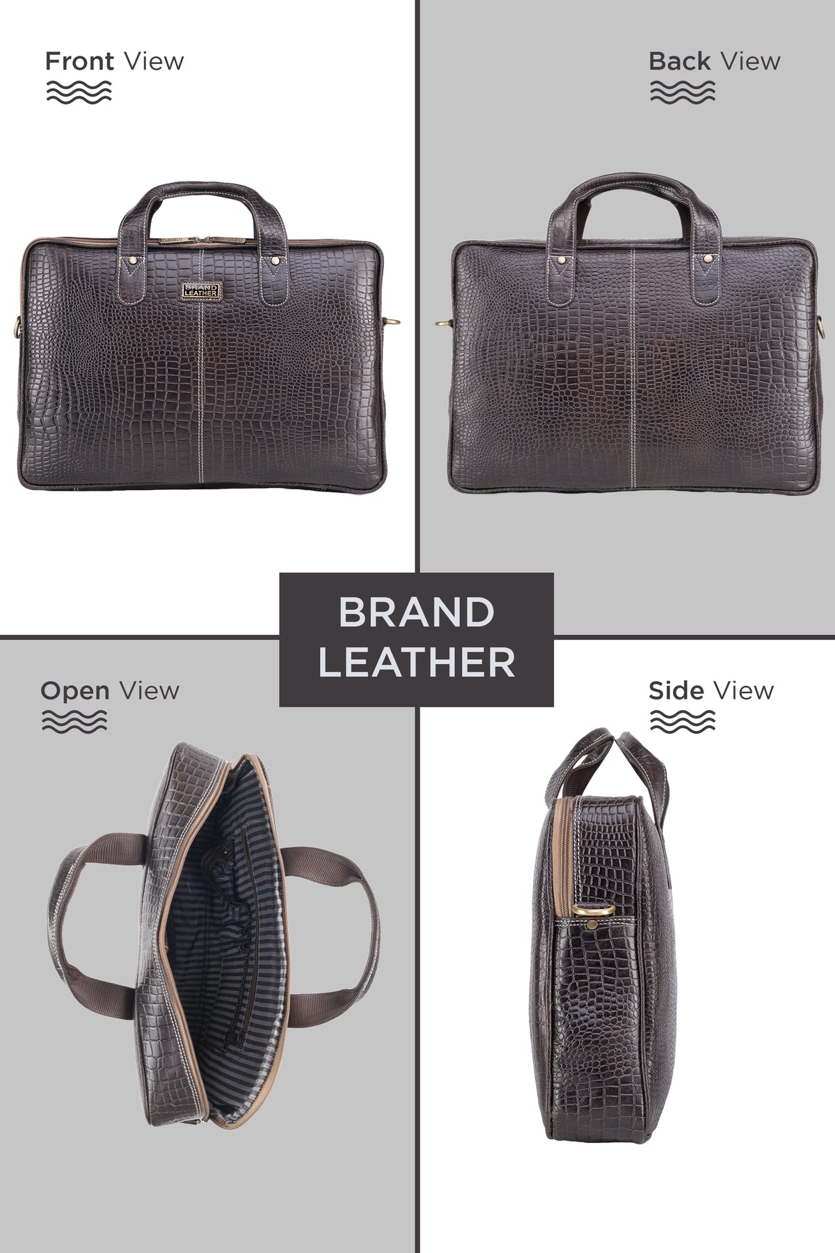 BRAND LEATHER Laptop Bag for Men - Genuine Leather Office Bag with Multiple Compartments Fits 14/15.6/16 Inch Laptop Bag - Messenger and Shoulder Bag for Travel - Water Resistant