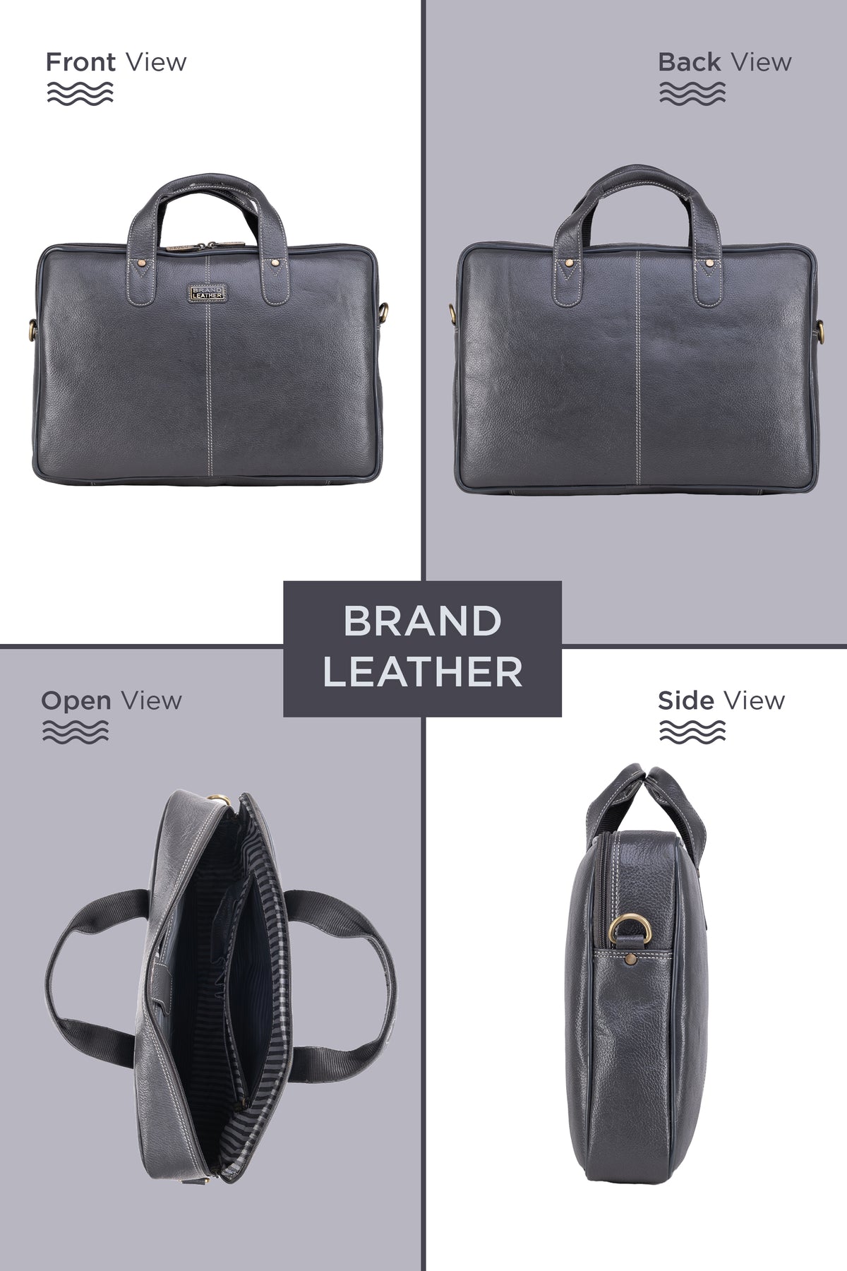 BRAND LEATHER Laptop Bag for Men - Genuine Leather Office Bag with Multiple Compartments Fits 14/15.6/16 Inch Laptop Bag - Messenger and Shoulder Bag for Travel - Water Resistant