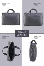 BRAND LEATHER Laptop Bag for Men - Genuine Leather Office Bag with Multiple Compartments Fits 14/15.6/16 Inch Laptop Bag - Messenger and Shoulder Bag for Travel - Water Resistant